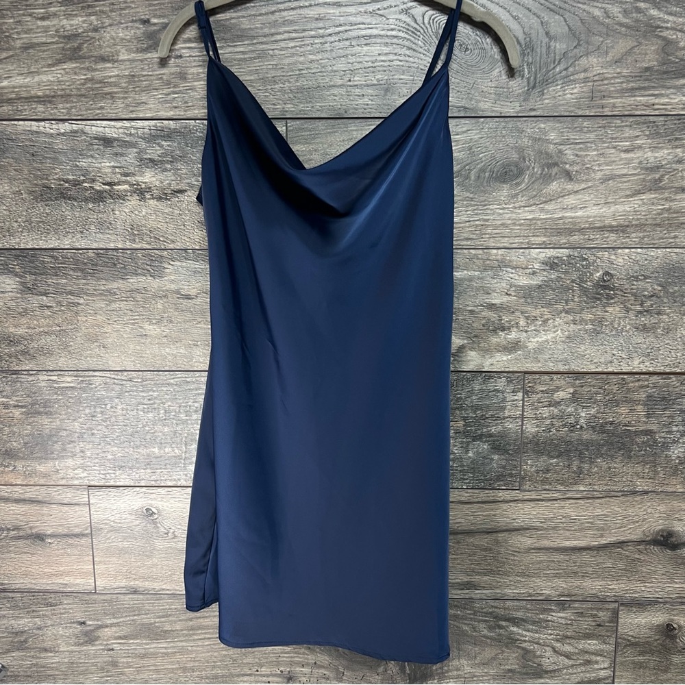 Urban Outfitters Navy Satin Slip Dress – Size M (NWT)